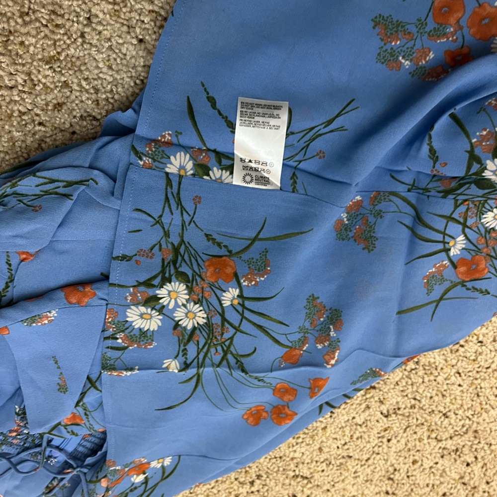 Reformation Kourtney Dress Blue Floral Midi Dress with Spaghetti Straps - Picture 10 of 11